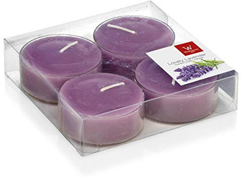 INNA-Glas 4er Set Maxi Teelichter Astrid, violett, 1,9cm, Ø 5,7cm, 8h - Duftteelichter
