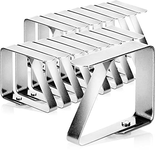 com-four® 16x Tischtuchklammern aus Edelstahl 304, bis 3 cm Stärke - Outdoor Tuchhalter für die Tischdecke, Tischklammern für innen und außen, Tischklemmen, Tischtuch Clips, Tischdeckenklammer