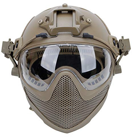 Tactical PJ Airsoft Fast Helmet F22, protección Facial Completa con máscara y Gafas Desmontables, Casco para Montar al Aire Libre.