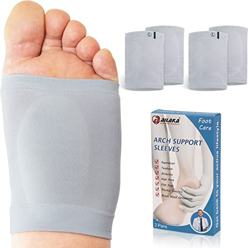 Ailaka 2 Paare Kompression Bogen Unterstützung Ärmel, gepolstert Fuß Klammern Bogen Pads für Plattfuß Müdigkeit Relief Plantar Fasciitis Ferse Sporen