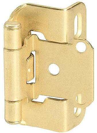DecoBasics Schrankscharniere für Kabinentüren, 1,27 cm, gebürstetes Gold, 25 Paar, selbstschließend, halbverdeckt, für Küchentüren, mit Schrauben und leisen Stoßstangen, 50 Stück