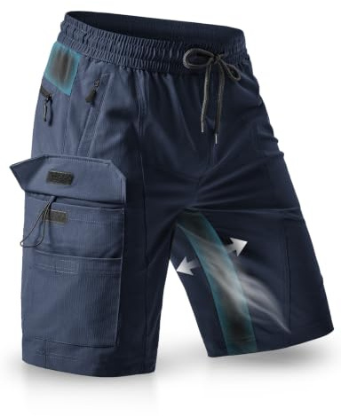 Wespornow Pantaloncini Uomo Bermuda con 5 Tasche, Pantaloncino Ciclismo MTB Sportivo da Esterno Rapido Asciugamento, Biciclette Shorts Funzionale Stretch per Lavoro Escursionismo e Trekking