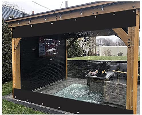 STRMAX Abdeckplane Holz,Outdoor-Vorhang,Transparente wasserdichte Plane, Pergola PVC Kunststoff Sichtschutzvorhang Witterungsbeständigkeit 0,50mm Mit Metallösen for Terrasse, Balkon, Outdoor (Color :