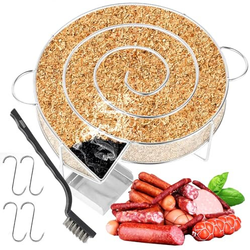 AVIDA ZEN Fumoir Viande et Poisson–Générateur de Fumée Froide pour Générateur de fumée alimentaire–Serpentin Fumoir à Froid-OFFERTS 4 crochets et 1 Brosse de Nettoyage Grille Barbecue