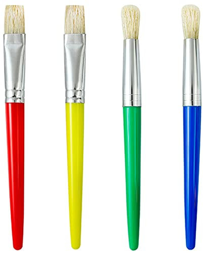 4 pezzi Pennelli da pittura, pennelli per Bambini,Pennelli con manico in plastica,pennelli rotondi e piatti,Strumento di Pittura per principianti forniture artistiche