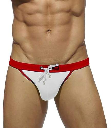 LikeJump herr simbyxor vattensport badbyxor män simning slip surfshorts baddräkt Trunk badshorts, A1 vit, L