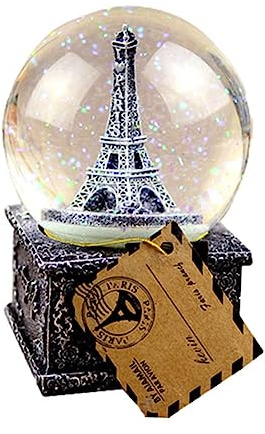 Warmhm Vintage Musik Dekoration Eiffelturm Schneekugel Lampe Schneeflocken Kugeln Tagesgeschenk Dekorieren Mit