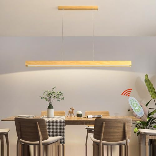 LED Pendelleuchte Esstisch Esszimmerlampe Holz Hängeleuchte Dimmbar Hängelampe Modern Design Pendellampe Höhenverstellbar Kronleuchter Lampe für Küche Wohnzimmer Esstischlampe Decke (A, L150cm)
