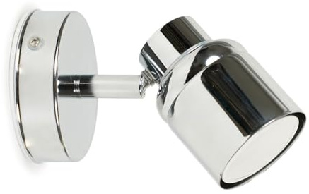 ValueLights | Single Spotlight Adjustable GU10 Wall Light/Ceiling Light IP44 Rated Bathroom Lamp Spot Light - Chrome | Bathroom, Home Décor & Improvement Essential | Included LED Bulb | Mains Wired