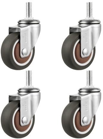 4 Stück Möbelrollen,Schwerlastrollen Lenkrollen,Mit Feststeller/Ohne Feststeller Gummiräder Schwenkrollen,Transportrollen,Rollen Für Möbel,Rutschfest/Verschleißfest,4Nobrakes-25mm/M6