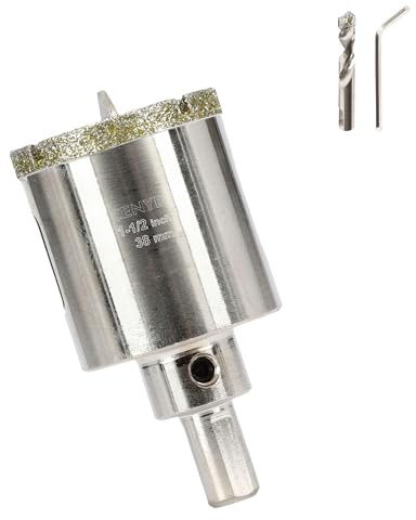 1-1/2 Inch 38mm Tile Hole Cutter Drill Bit Diamond Metal Hole Saw with Center Pilot Drill – Diamond-Coated for Marble, Granite, Ceramics, Porcelain Tiles, Glass
