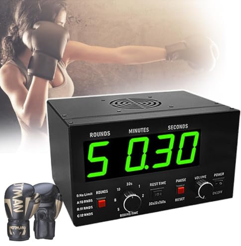 Professionell gymtimer, klassisk boxningsintervalltimer med LED-skärm, justerbar summer, stoppur, valbar träningstid och cykelrepetitioner, för Muay Thai/MMA/Kickboxning green