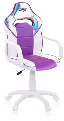 Adec Group DRW Iris, Silla de Escritorio, Estudio o Despacho, Sillon Gaming, Acabado en Color Blanco, Lila e Iris, Medidas: 46,5 cm (Ancho) x 46 cm (Largo) x 98-109,5 cm (Alto)