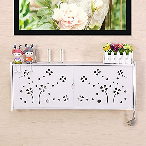 FGDIUCVN Floating Shelves Solid Wood Partition/Wallmounted Tv Cabinet/WiFi Router Rack/Storage Rack for Tv Components/Media Console/Cable Box/Router/Remote/DVD Player/Game Console/Tv Shelf/Living ro,