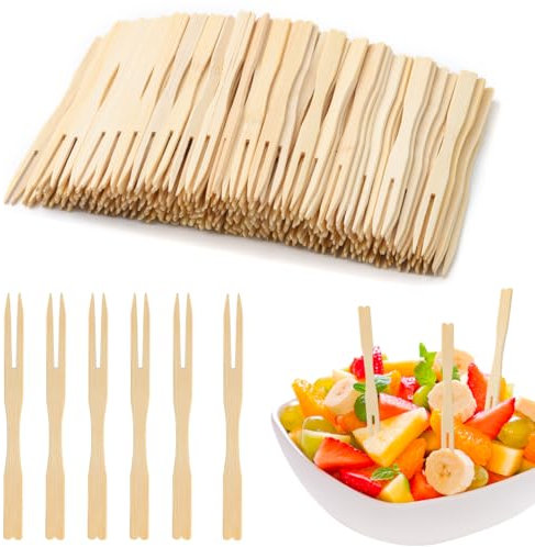 BELLALICHT Wooden Cutlery, Disposable Cake Forks, Chip Fork, Fruit, Environmentally Friendly, Made of Wood, Biodegradable Cutlery for Parties, Dessert Shops, Weddings, Camping, Birthday Parties