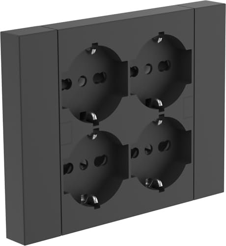 Electraline 22115 Multipresa da incasso Quadra 4 Posti Universali P40, compatibile con tutte le scatole da incasso 3 posti (muratura o cartongesso)