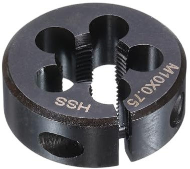 sourcing map Runde Schneideisen M10 x 0,75, metrisches Gewinde, 25 mm Außendurchmesser, verstellbar, rechts, Hochgeschwindigkeitsstahl (HSS), runde Schneideisen für Gewindereparatur