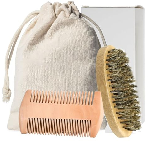 Pratico pacchetto per la cura della barba per gli uomini. Strumento di taglio preciso e olio plastificante per barbe curate e in stile