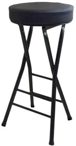 Sgabello pieghevole da bar con poggiapiedi, 63,5 cm, portatile, per uso interno ed esterno, nero