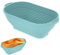 Cesta de fermentación ovalada, cesta de fermentación de silicona, cesta de prueba, cesta de pan, cesta para pan, accesorios para hornear, altura 8 cm, se utiliza para masa, pizza, pasteles (azul)