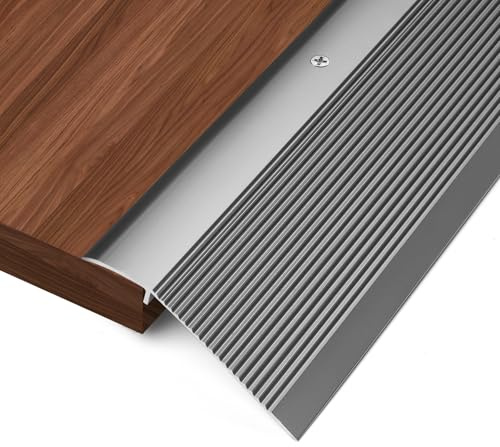 Orechic Aluminium-Metall-Türschwelle für Türen, Rampen für Türen bis zu 4,1 cm, für Rollstuhlfahrer zugängliche Übergangsleiste, für Fliesen, Holz, Vinyl, Marmor, Laminat, Betonböden (grau, 1 Stück)