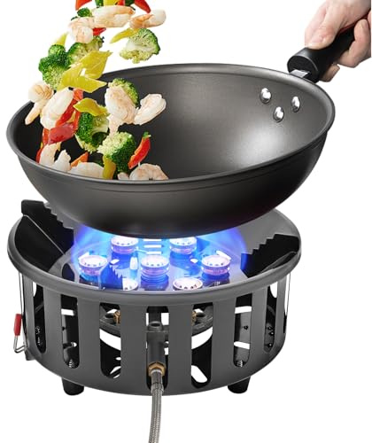 HarBin-Star - Fornello da campeggio, fornello a gas con borsa per il trasporto e adattatore, fornello a gas portatile, antivento, campeggio, campeggio, gas, stove, per attività all'aperto, picnic