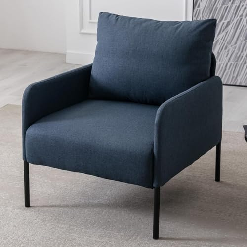 Ya-Home Sofa 1 sitzer Stoffsofa Leinen Einzelsofa mit Armlehnen modernes Polstersofa mit Metallbeinen mini Couch für Wohnzimmer/Schlafzimmer/Büro, Blau