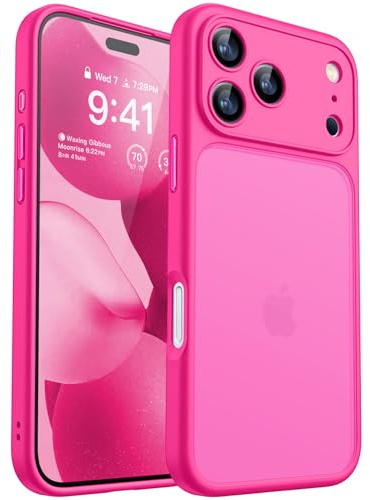 CANSHN Cover Opaca per iPhone 17 Pro(6,3 Pollici), [Protezione Completa Della Fotocamera] Custodia Traslucida Opaca Protettiva Sottile Antiurto - Rosa Calda