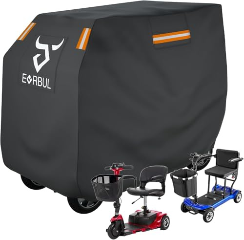 EVRBUL Mobility Scooter Cover Heavy Duty Waterproof 420D Outdoor Electric Scooter Cover Rain, UV, Dustproof with Reflective Strips Air Vents Windproof Buckles 57L x 27W x 39 H