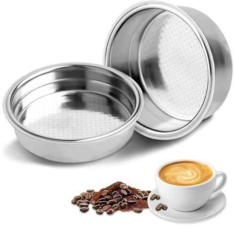 SJACXANM 2PCS Porte Filtre à Café, 51mm Filtre à Café, Filtres Pressurisés Pour Cafetières Pressurisées 1 Tasse Et 2 Tasses (Single + Double Cup)