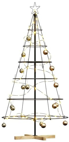 vidaXL Árbol Cono de Navidad con Soporte Negro 154 cm Acero