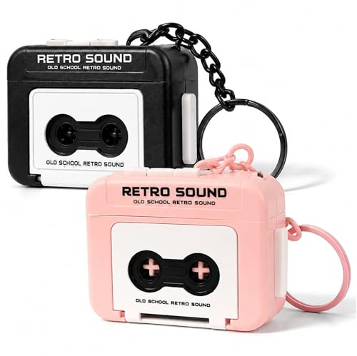 Tejpinspelare 2 st mini bandinspelare nyckelring retro ljudspelare med skiv- och uppspelningsfunktioner 2 färger