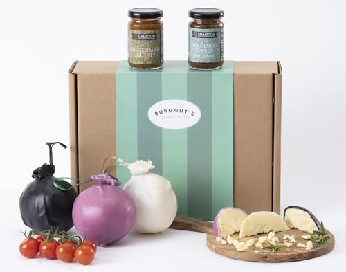 Shorrocks Lancashire Cheese Bomb & Chutney Gift Hamper - Three x 230g Cheese Bombs - Traditional, Red Onion, Vintage Gold Bomb & Chutneys - Hamper Exclusive to Burmont's