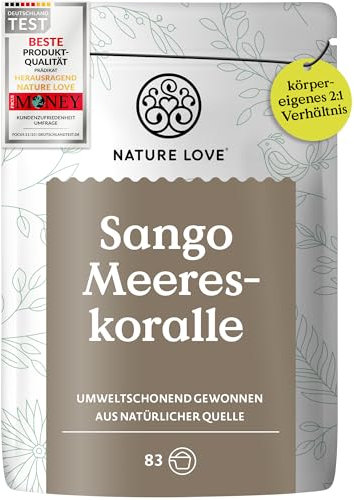 NATURE LOVE® Sango Meereskoralle – 250g Pulver – Natürliche Quelle für Calcium (20%) und Magnesium (10%) im körpereigenen Verhältnis von 2:1 – Hochdosiert und in Deutschland produziert