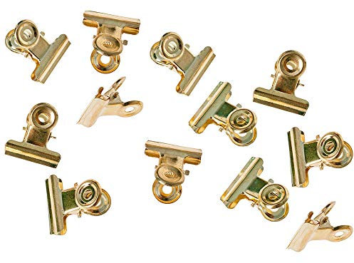 Briefklemmer 12x Messing HAB & GUT 20 mm breit, Retro Messingklammer Vintage