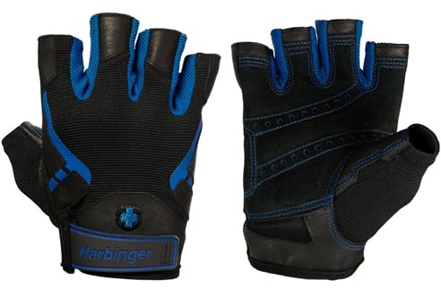 Harbinger Pro Fitness Handschuh Herren, Gewichtheber Handschuhe, Waschmaschinengeeignet, Blau, (S/M/L/XL/XXL)