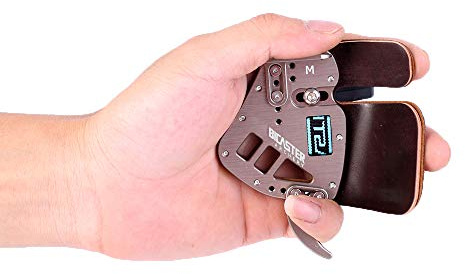 BICASTER Archery Finger Tabs Left Handed for Recurve Bow Genuine Leather + Aluminum Plate Adjustable (Silver, Medium)