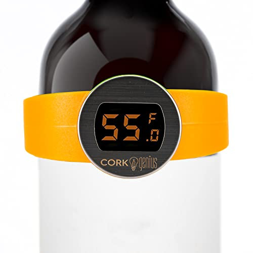 Cork Genius Digital Wine Bottle Thermometer, Bracelet Thermometer, Instant Readout Thermometer, Sizable LCD Display for Wine, Champagne, Spirits & Beer