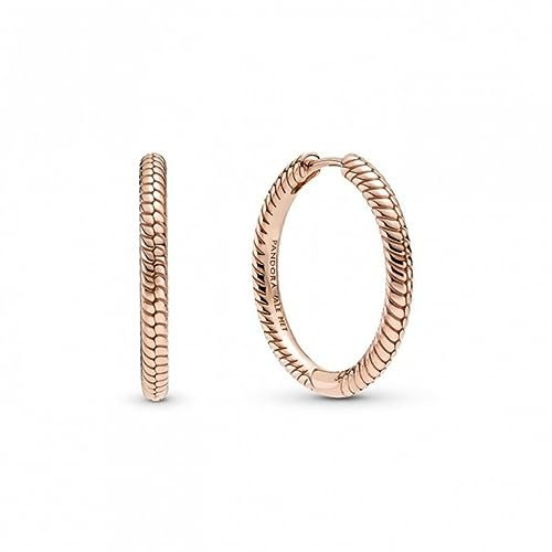 Pandora Icons Snake chain pattern 14k rose gold-plated hoop earrings