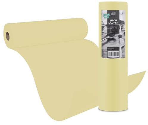 STAUBPIRAT Airlaid Tischläufer, Gastronomiequalität 65g je qm, Easy Dekoration für Ihre Feier, Fest, Event, Weihnachten, Geburtstag, Silvester, Rolle 40 cm x 24 m (Creme)
