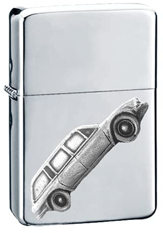 Britisches Oldtimer 2000 Mk2 Kombi ref266 Zinn Effekt Design auf einem Flip-Top-Benzinfeuerzeug, winddicht, Silber nachfüllbar