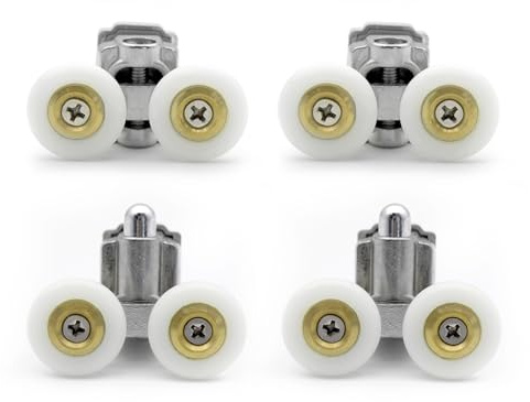 KEABATH 4 x massive Zinklegierung für Duschglastüren, Doppeltürrollen, Laufrollen, 23 mm Durchmesser, Räder für Duschabtrennung, Duschraum, Duschwand, Türrollen, Ersatzrollen