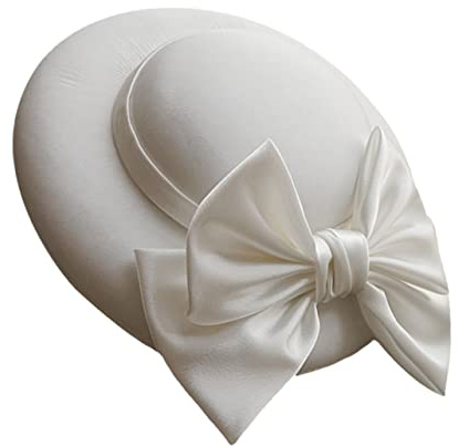 Gogogmee Classico costume da sposa Fascinator, carino per matrimoni, bowler, festa di Halloween, derby con dolce abito bianco con fiocco, bianco, 30×30cm