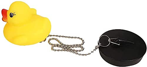 Generic 1PCS Floating Duck Drain Stopper Rubber Bathtub Drain Plug Sink Plug with Chain Suitable for Bathtub, Kitchen and Bathroom, Yellow