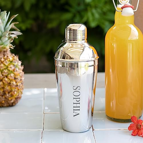 Shaker à cocktail en acier inoxydable personnalisé - Shaker à cocktail avec nom en acier inoxydable argenté (70CL)