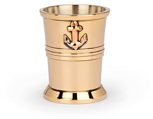 NKlaus Maritim Bicchiere per grappa da 3 cl in ottone, argentato all'interno Bicchiere per rum in vetro per grappa 11708