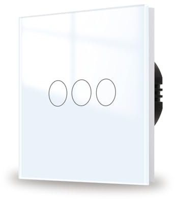 JIMEIDA Touch Lichtschalter 3 Fach 1 Weg mit weiß, Unterputz Glas Panel und Status-LED Wandschalter,AC 240 V,500W,86mm,Kein Neutralleiter Erforderlich