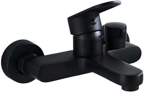 Grifo Bañera Negro Grifo Ducha Monomando Dos Salidas Mezclador Grifo Bañera y Ducha Montaje en Pared, Sin Incluir Alcachofa, 1/2'' Salida Universal, Latón, Negro Mate Griferia Ducha Bañera