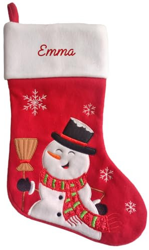 Amikado Weihnachtsstiefel, Rot, aus Filz, personalisierbar (Schneemann)