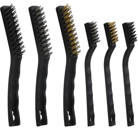 6 Stück Drahtbürsten Hand-Drahtbürsten Satz Metallbürste Kratzbürsten Set Drahtbürsten aus Edelstahl Messing und Nylon zum Reinigen von Schweißschlacken Rost